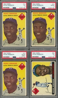 1954 and 1955 Topps Jackie Robinson PSA-Graded Collection (4)